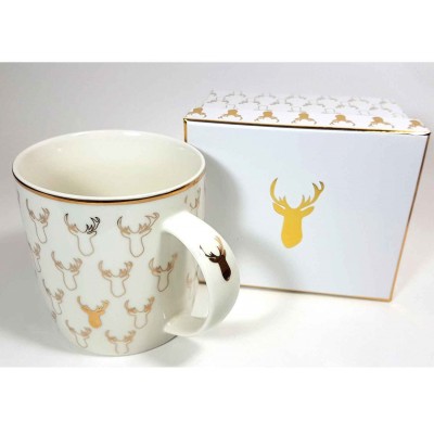 Taza Reno dorado con caja regalo