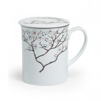 Taza porcelana cerezo blanco