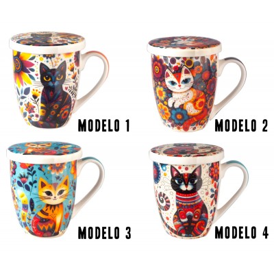 Taza con filtro Gatos Floricats