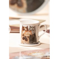 Taza Ashdene gatos con posavasos ceramico