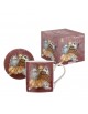 Taza Ashdene gatos con posavasos ceramico